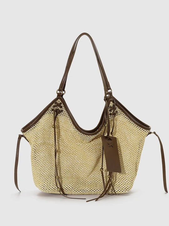 Minimal Contrast Woven Oversize Shoulder Bags