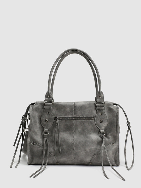 Faux Leather String Detail Shoulder Bags