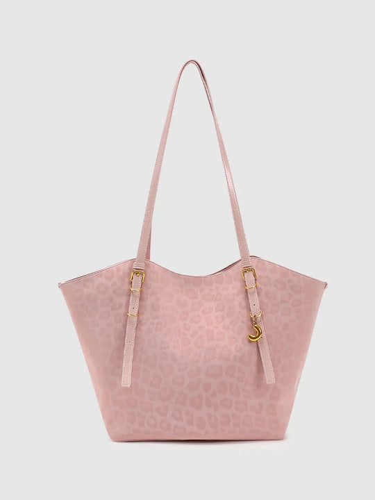 Leopard Print PU Leather Bag Charm Detailing Shoulder Bags