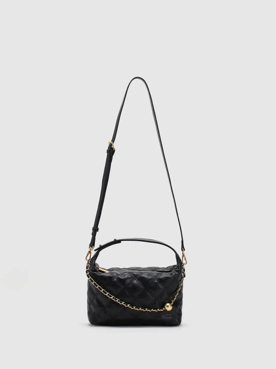 Quilted Top Handle Chain Link Crossbody Bag