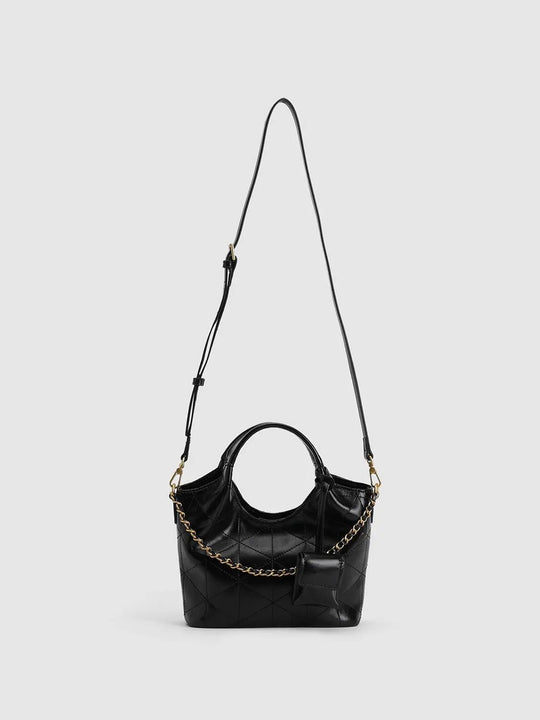 Sac bandoulière matelassé avec chaîne dorée et poignée supérieure
