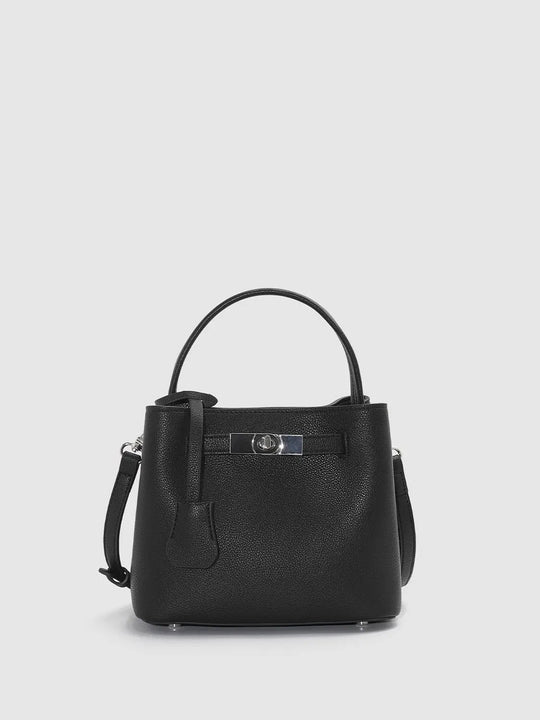 Sac à main bandoulière en cuir grainé, avec anse supérieure