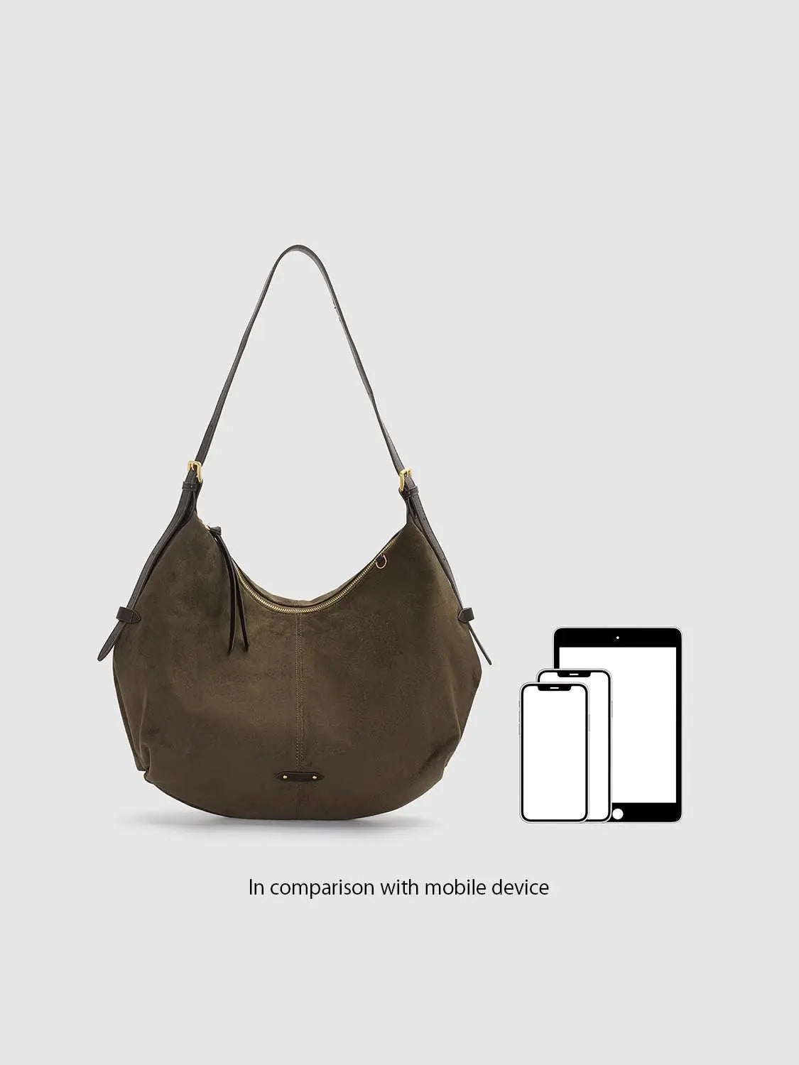Shoulder & Crossbody Bag olive-brown suede with gold-tone hardware
