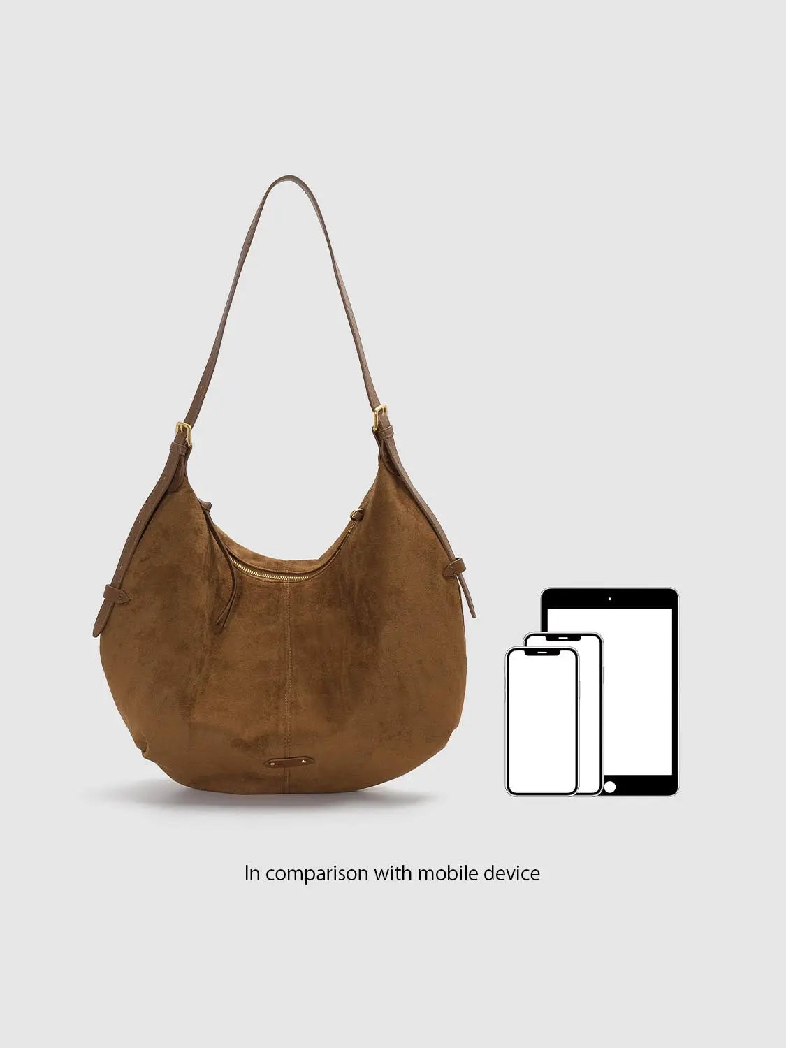 Shoulder & crossbody bag in brown suede with gold zipper by Urban Revivo Fashion