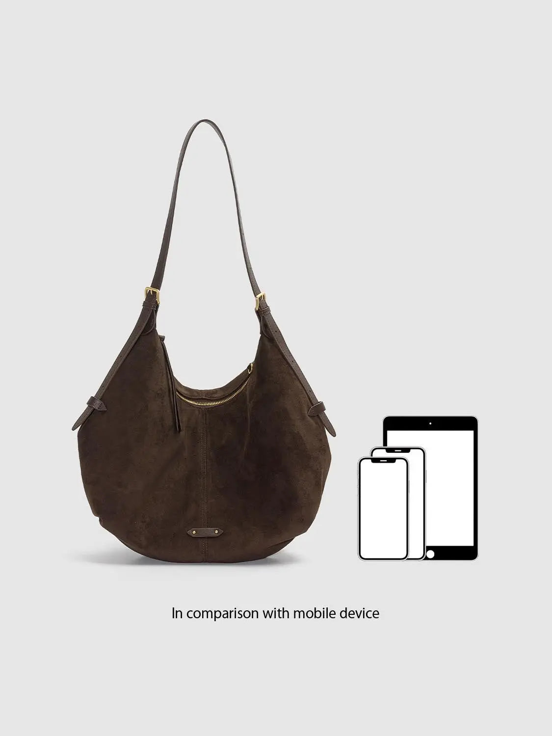 Shoulder & Crossbody Bag in brown suede-like leather with gold hardware by Urban Revivo Fashion