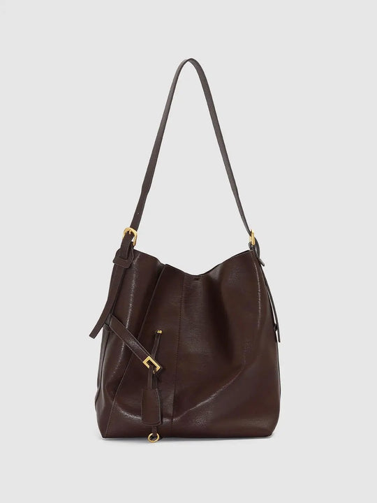 Slouchy Buckle Detail Long Shoulder Bag