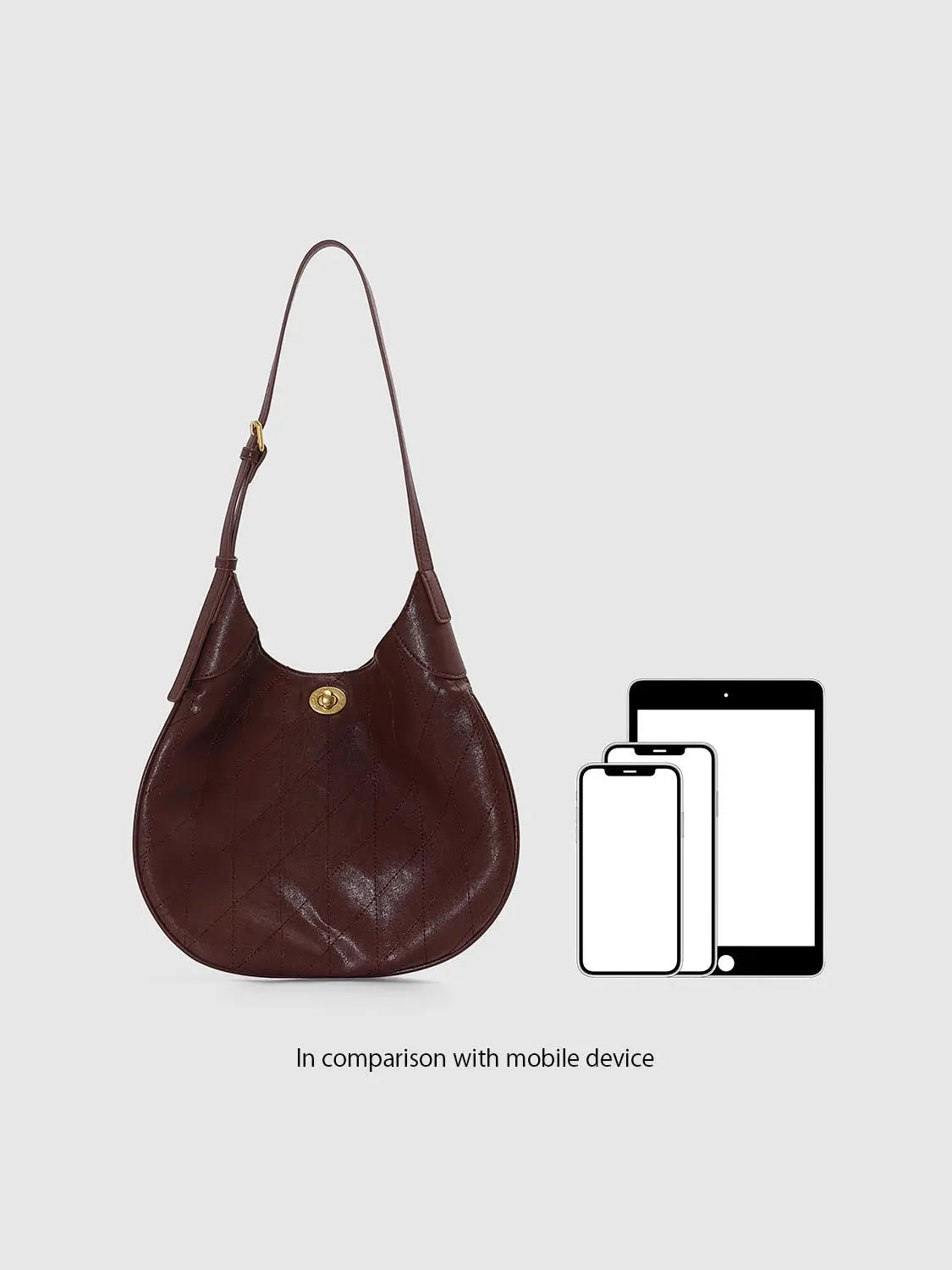 Urban Revivo shoulder bag in burgundy quilted leather with gold hardware.