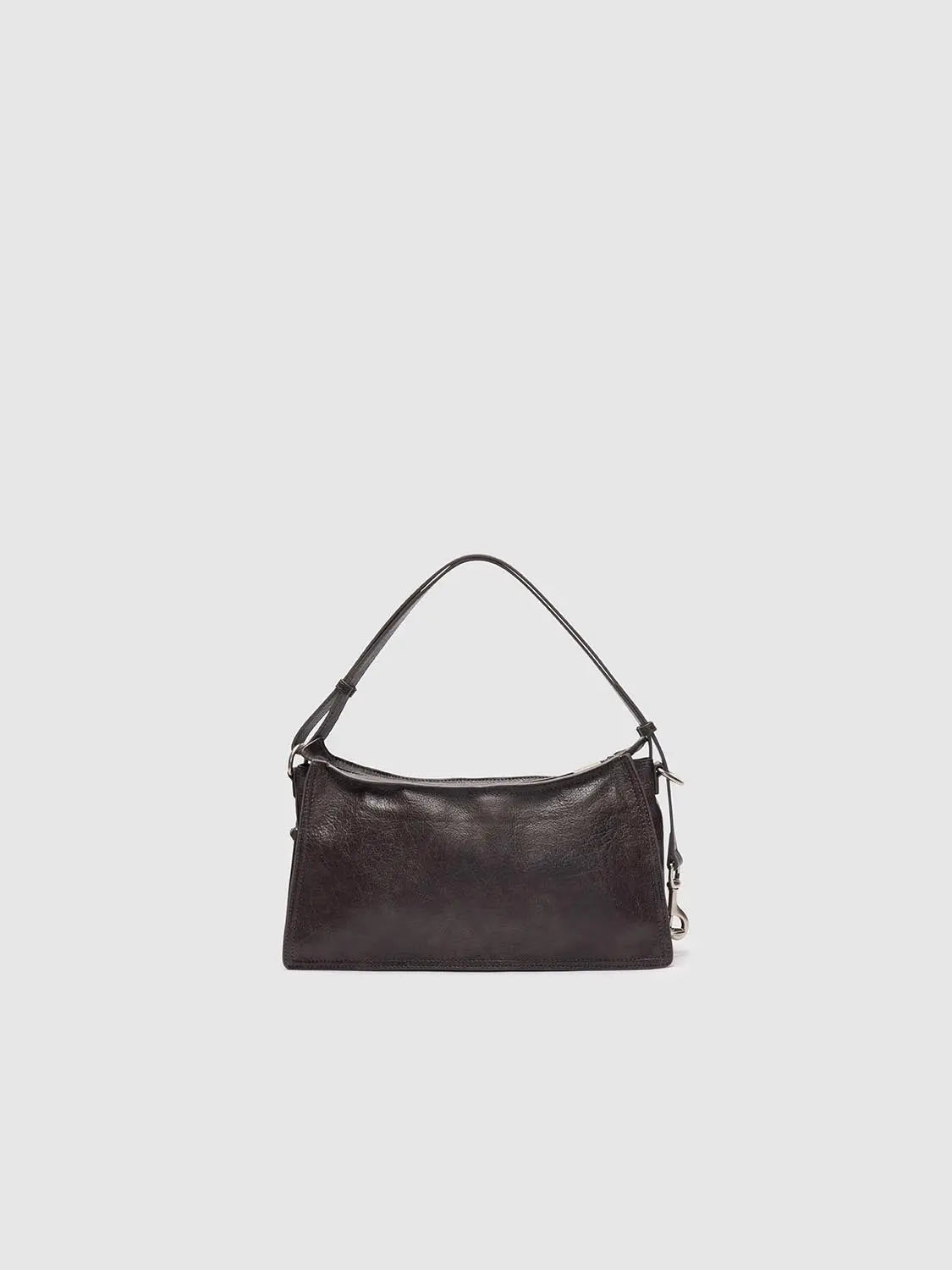 Shoulder bag in dark brown leather with top zipper by Urban Revivo Fashion.