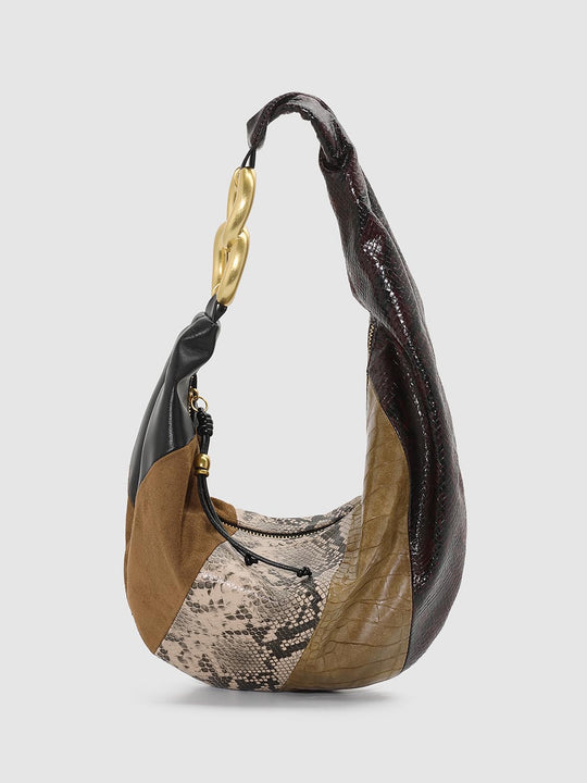 Patchwork Artificial Leather Shoulder Bag