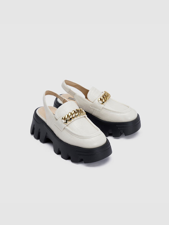 Slingbacks à talons épais et bout rond