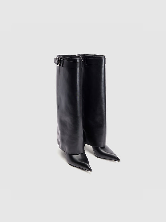 Pointed Toe Vegan Leather Knee Boots