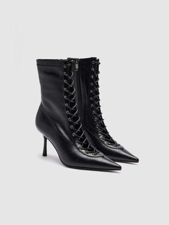 Pointed Toe Lace Up Ankle Boots