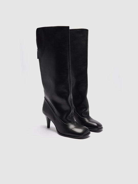 Faux Leather Heeled Knee Boots