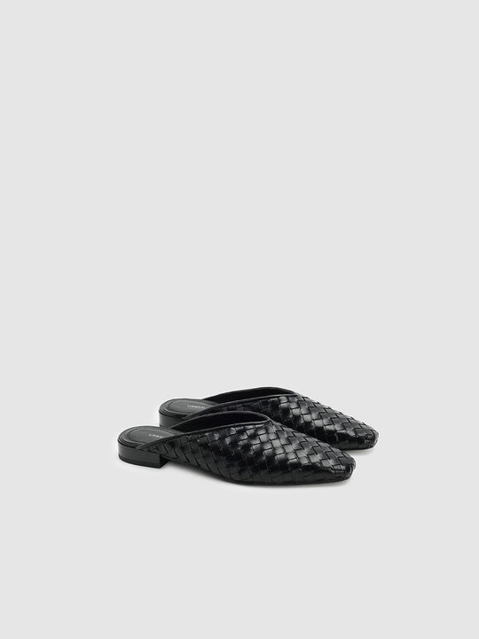 Faux Leather Woven Slippers