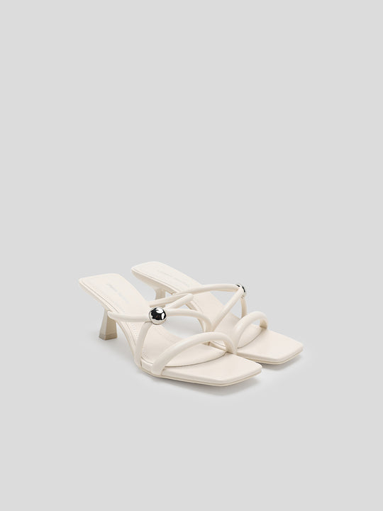 Faux Leather Heeled Slippers
