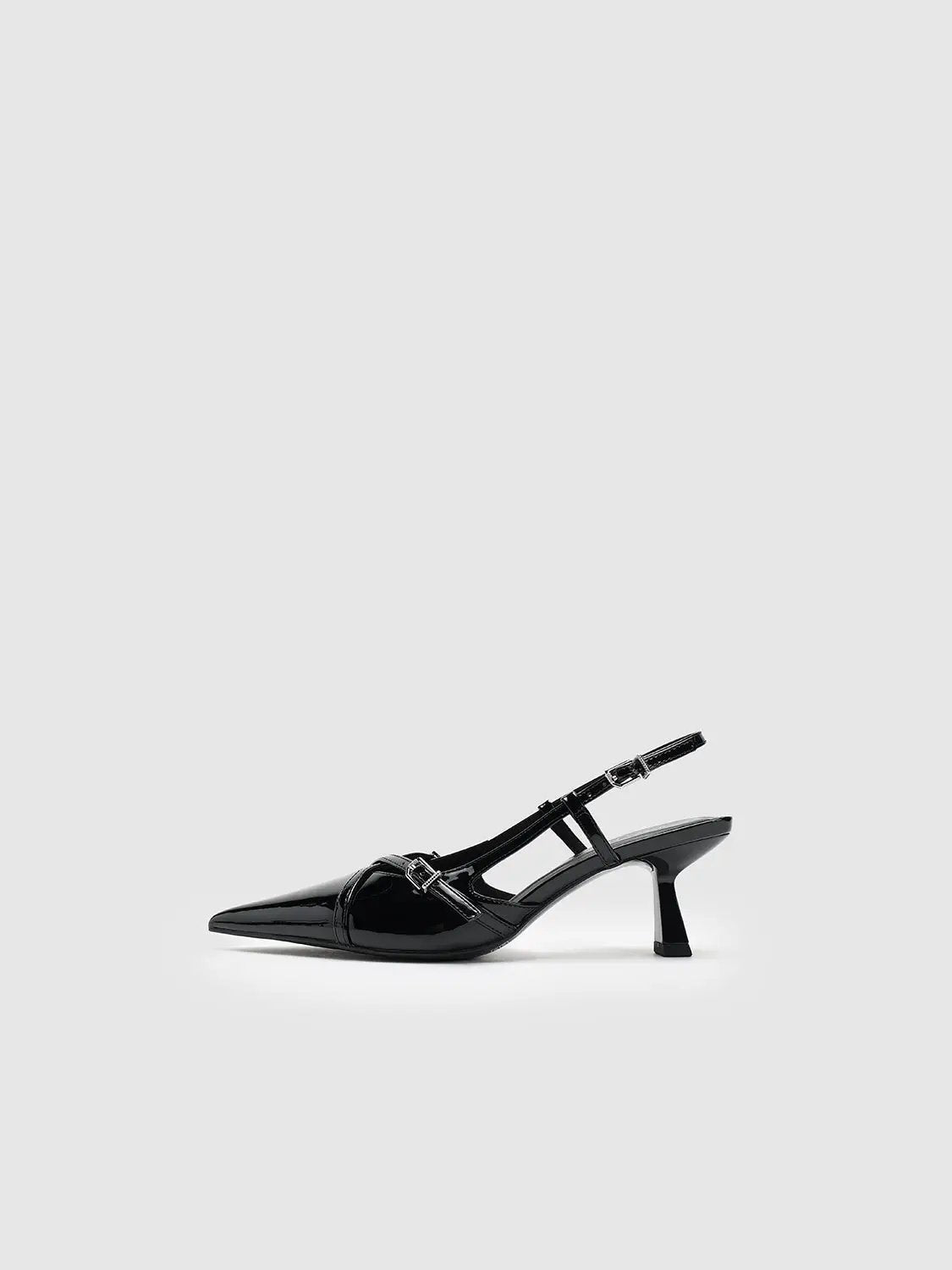 Faux Leather Point Toe Heeled Slingbacks by Urban Revivo Fashion