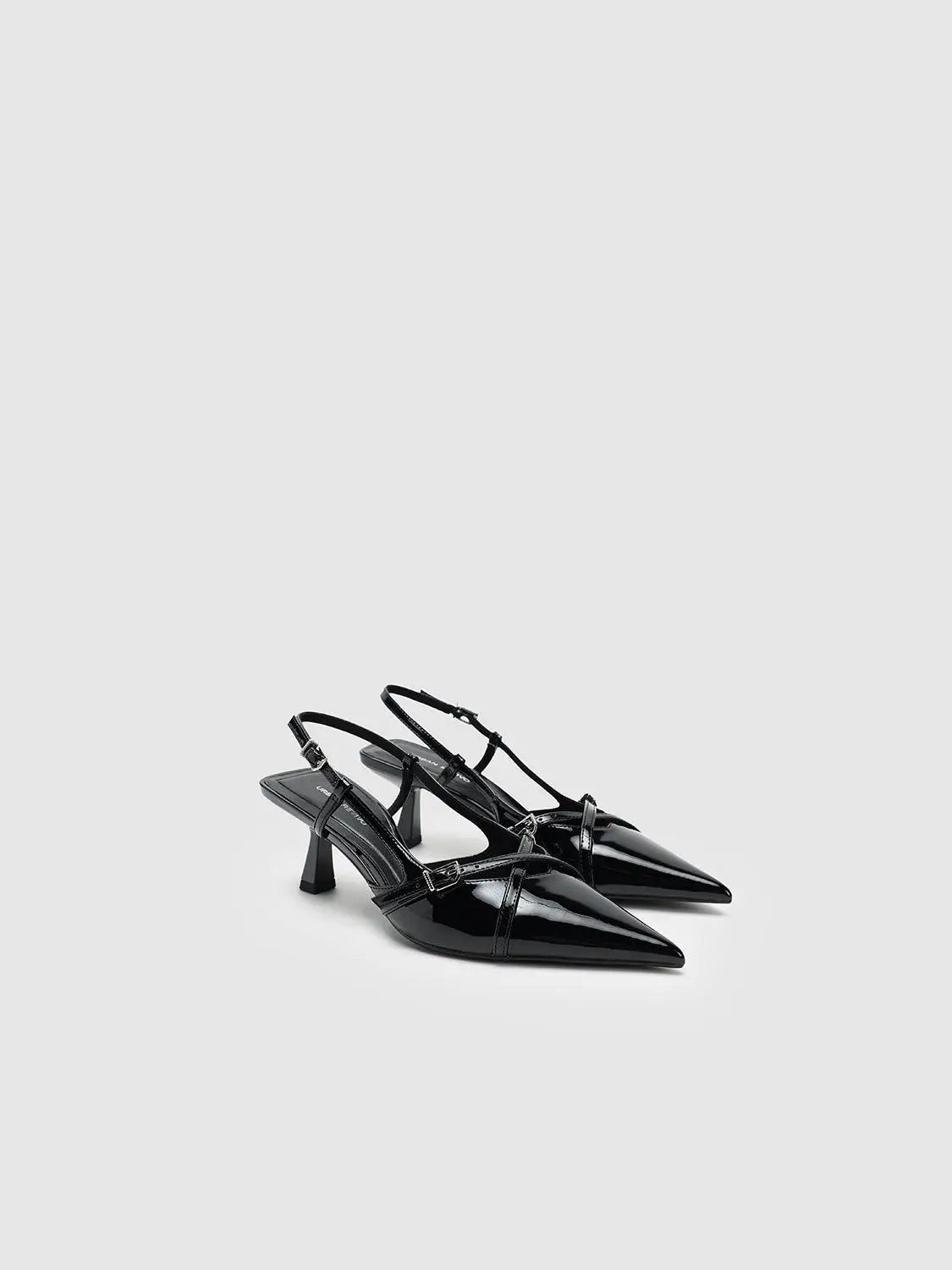 Faux Leather Point Toe Heeled Slingbacks by Urban Revivo Fashion