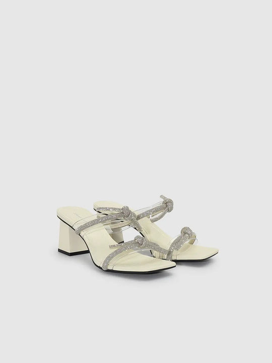 Crystal Embellished Strapped Block Heel Sandals