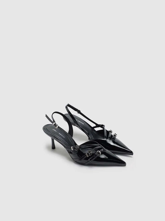 Textile Lining Top Piece Slingback Buckled Straps Durable Construction Quality Materials Shoes