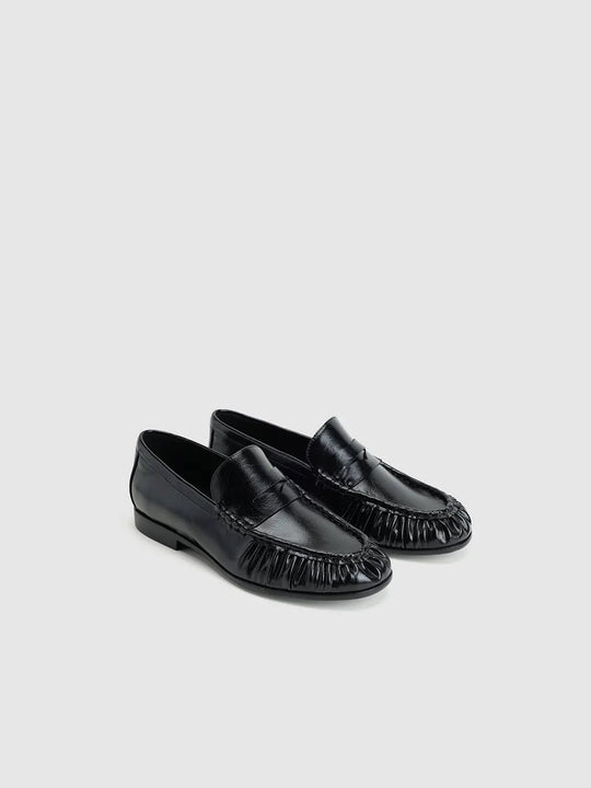 Ruched Moccasin Toe Slip-On Loafers