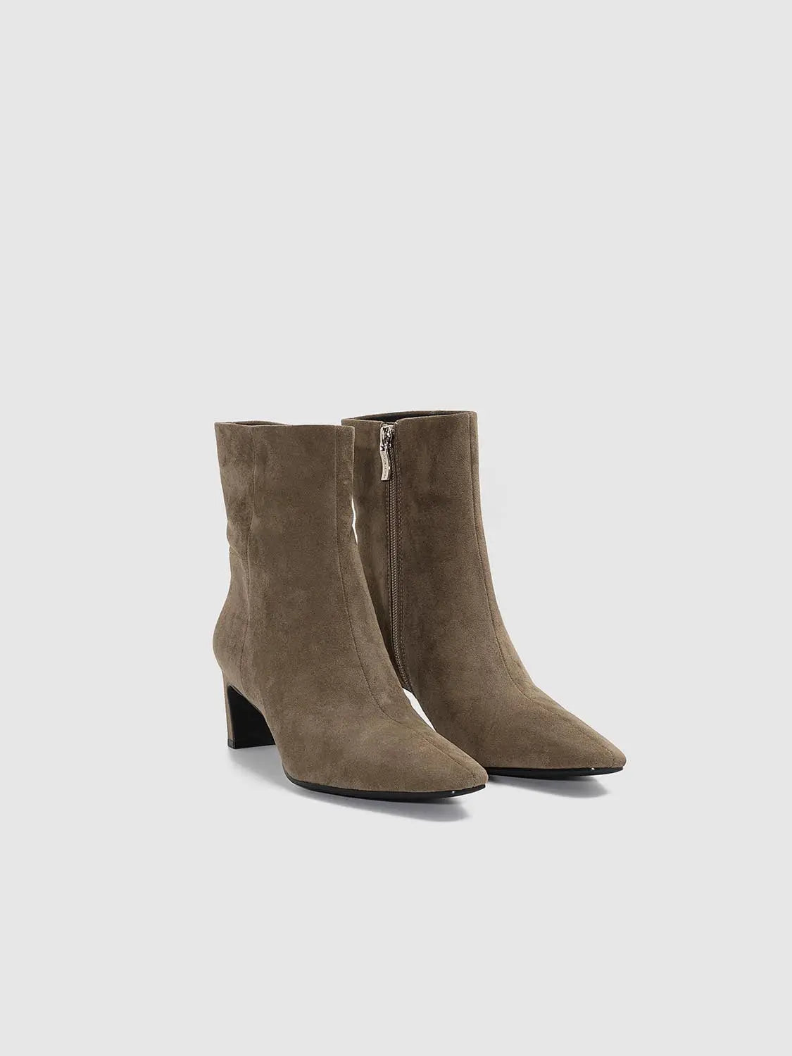 Boots taupe suede ankle boots with side zipper and block heel by Urban Revivo Fashion
