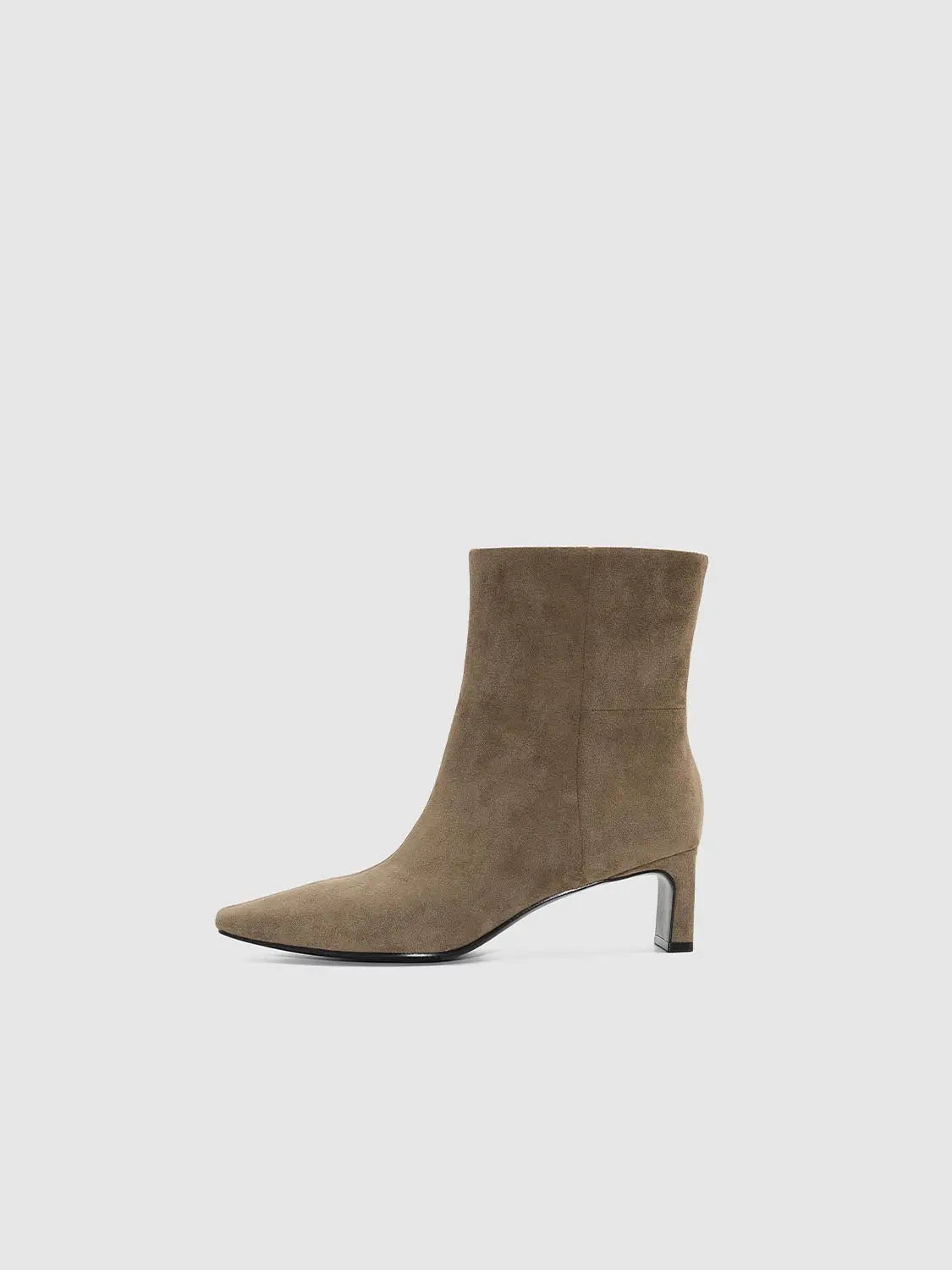 Boots taupe suede ankle boot with almond toe and block heel by Urban Revivo Fashion