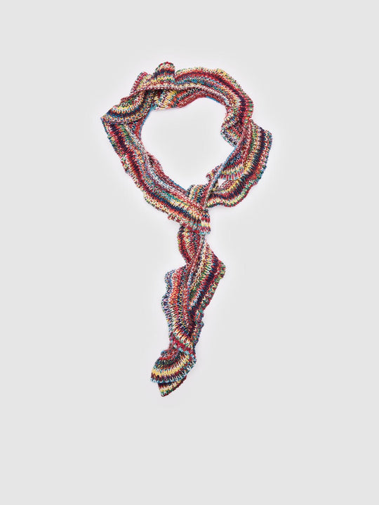 Wavy Mix Knit Crochet Scarf