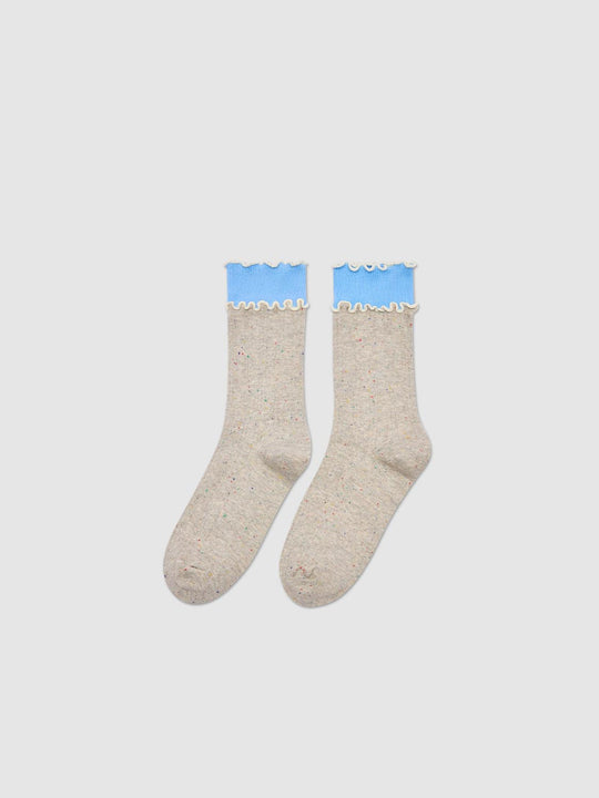Rüschensaum Gepunktete Gerippte Socken