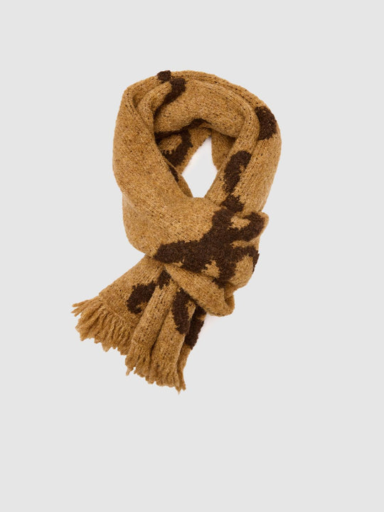 Bow Intarsia Fringed Scarf