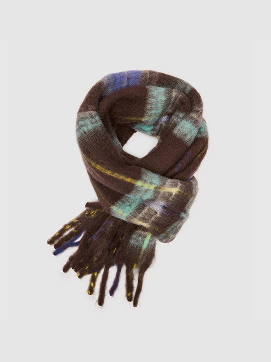 Tassel Hem Contrast Striped Scarf