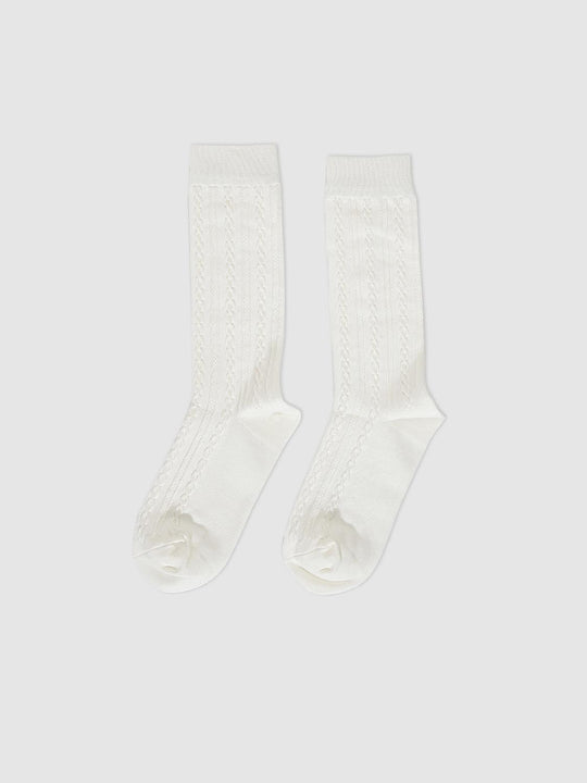 Ribbed Cable Knit Socks