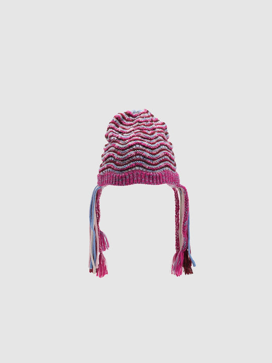 Contrast Striped Fringe Detail Knitted Hats