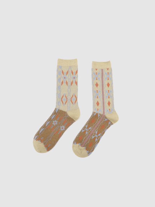 Contrast Intarsia Socks