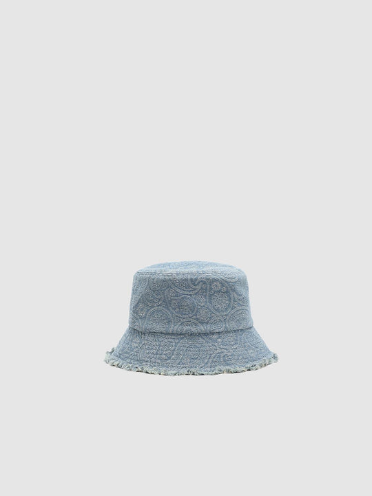 Printed Raw Hem Bucket Hat