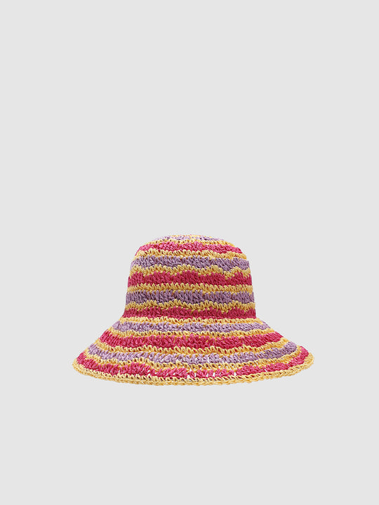 Contrast Striped Crochet Bucket Hats