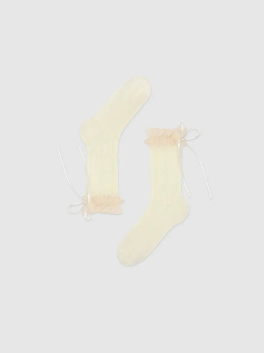 Viscose Lace Trim Bow Detail Socks