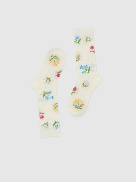 Floral Pattern Crew Socks