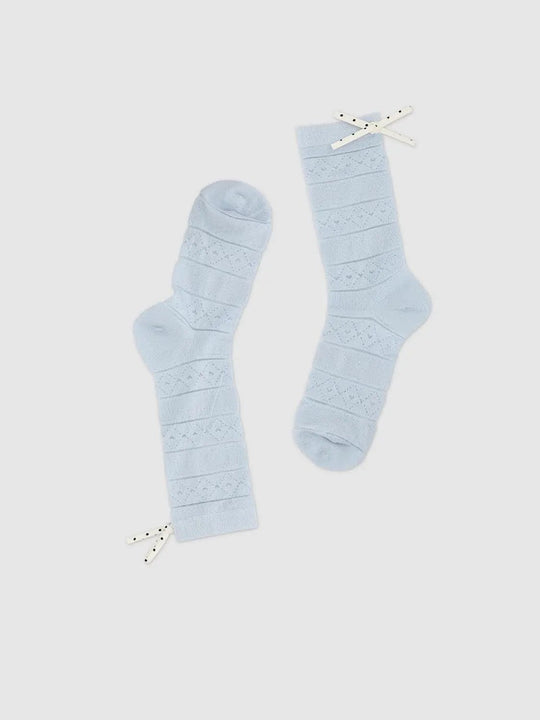 Bow Detail Textured Knit Socks