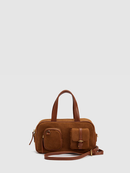 Multi Pocket Brown Shoulder Bag