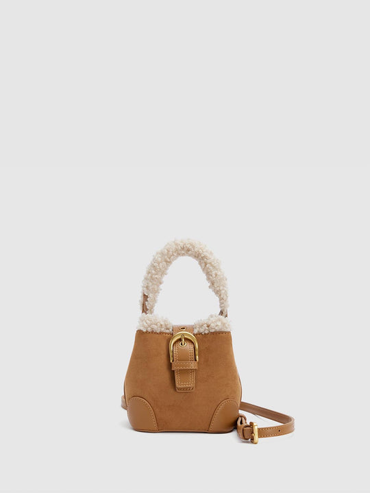 Borse Mini a Secchiello con Rifinitura in Pile