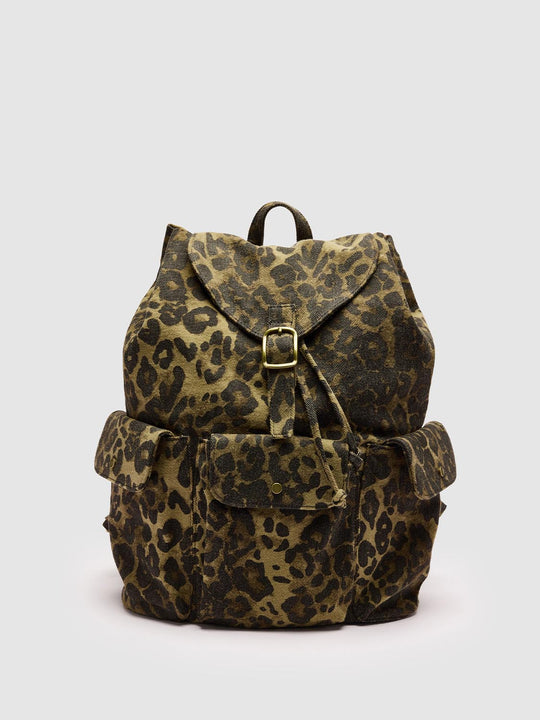 Buckle Detail Leopard Print Backpacks