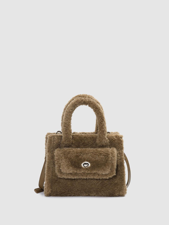 Faux Fur Handle Shoulder Bags