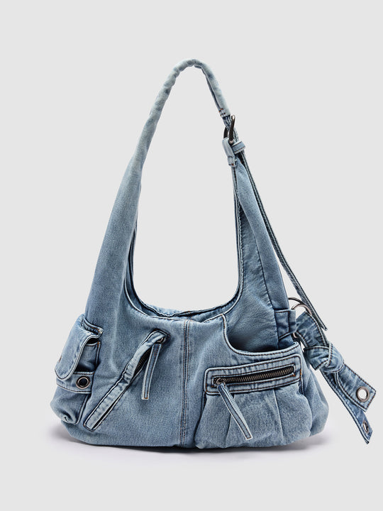 Multi-Pocket Denim Shoulder Bags