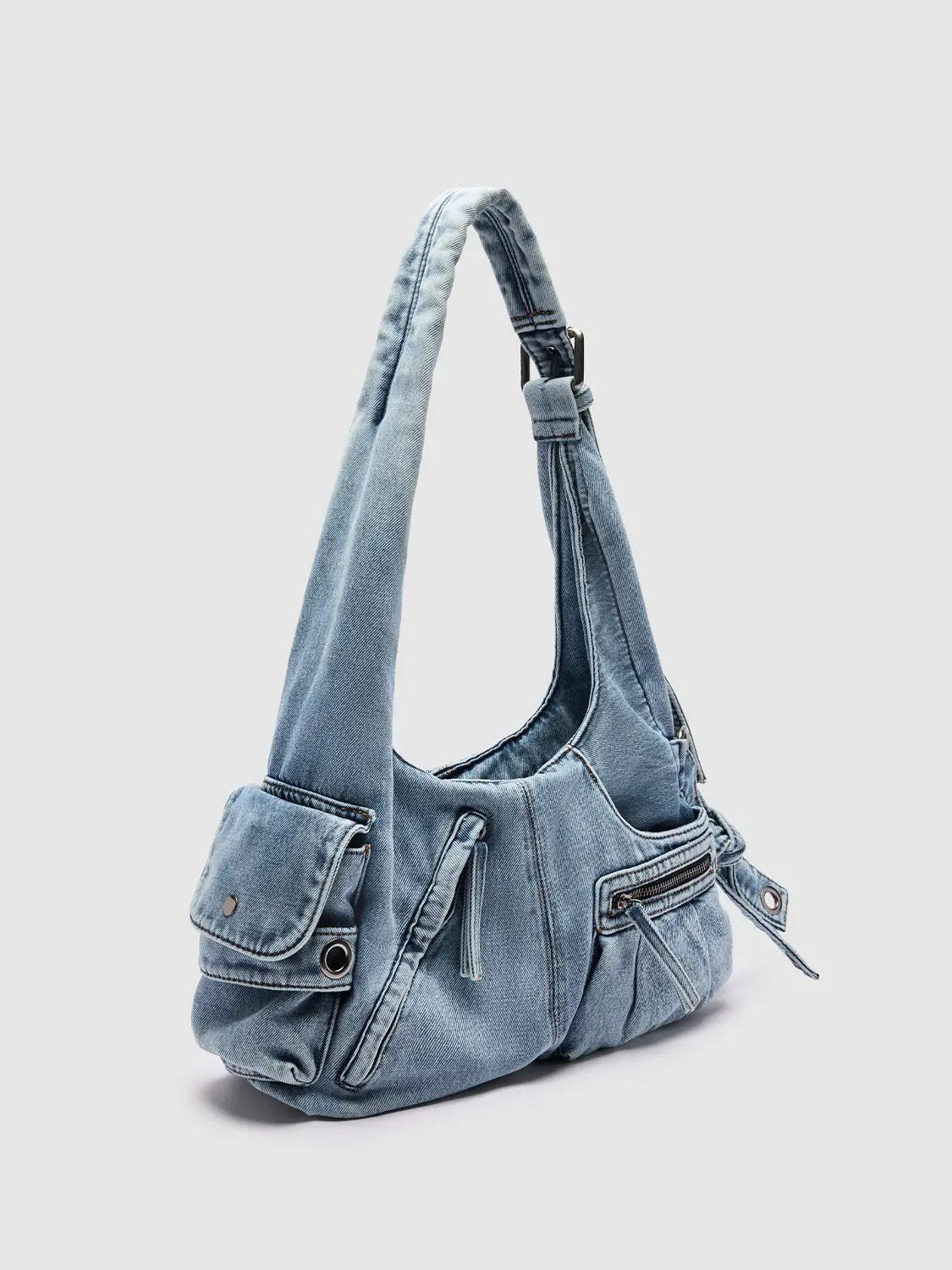 Multi-Pocket Denim Shoulder Bags by Urban Revivo Fashion