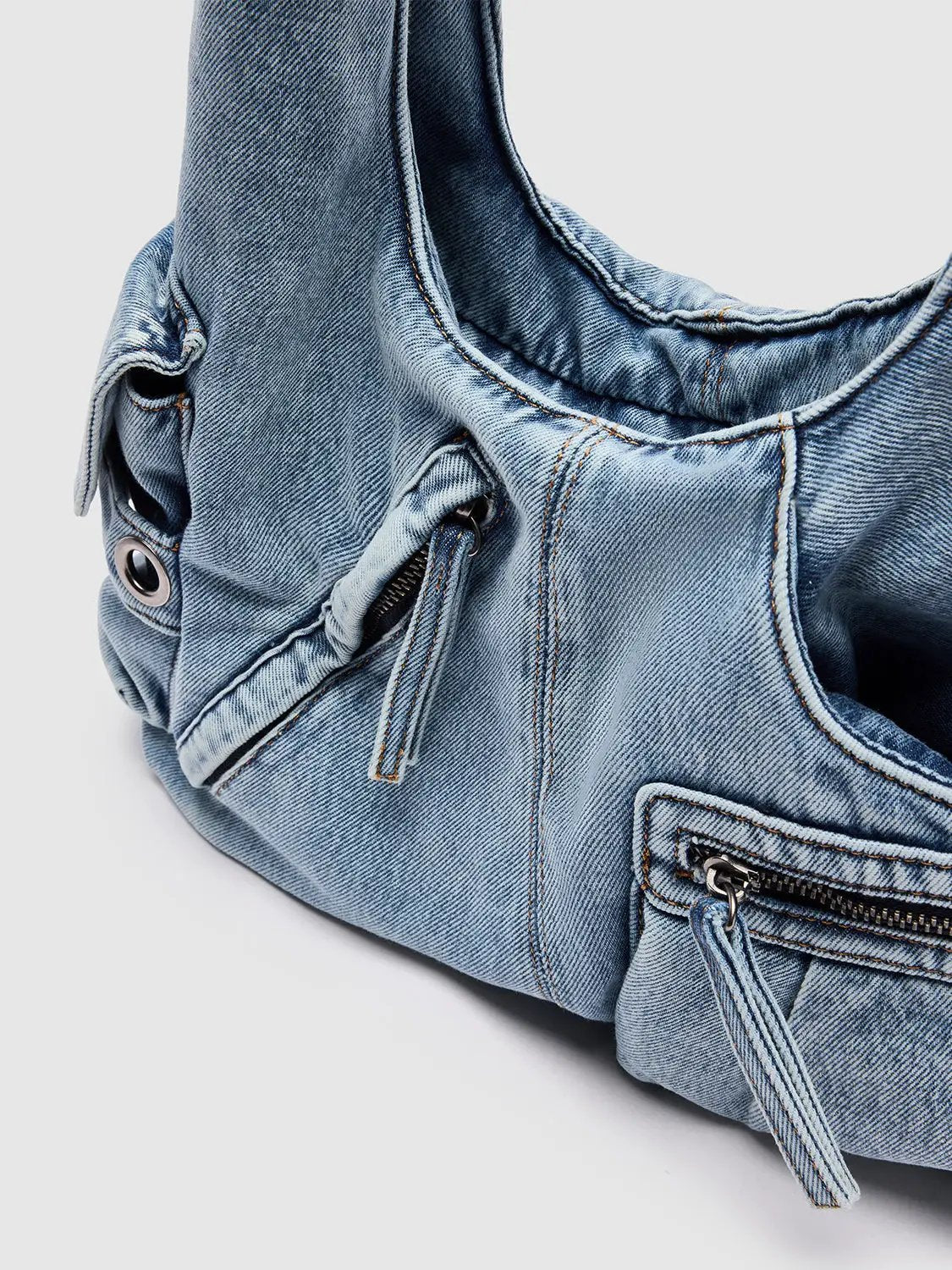 Multi-Pocket Denim Shoulder Bags by Urban Revivo Fashion