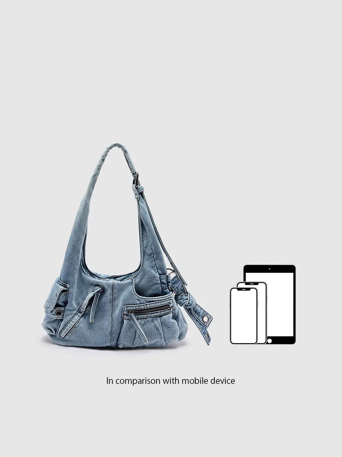 Multi-Pocket Denim Shoulder Bags by Urban Revivo Fashion