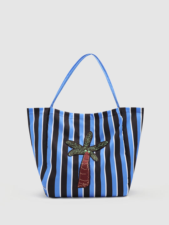 Embroidered Contrast Striped Shoulder Bags