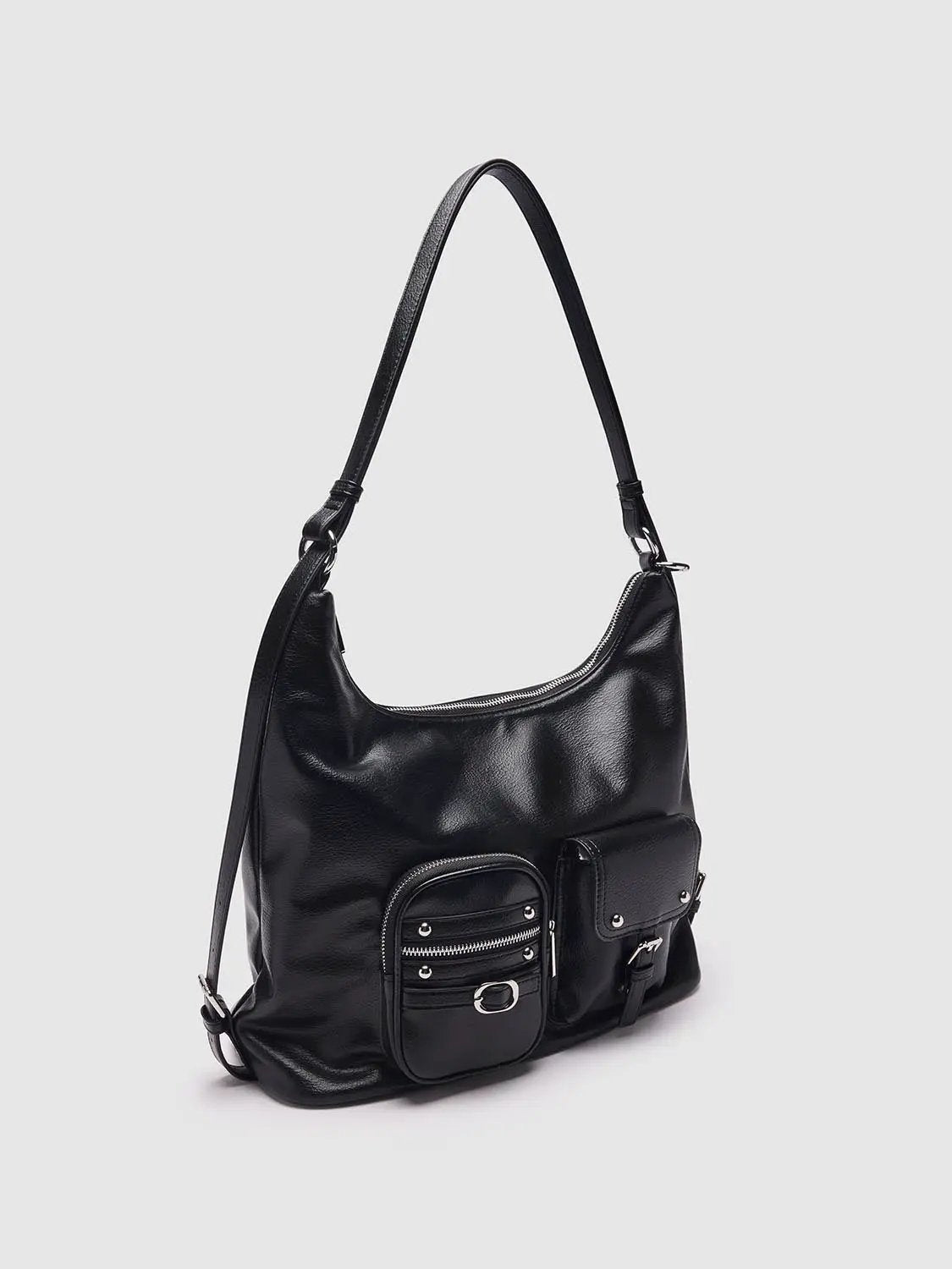 Faux Leather Multi-Pocket Shoulder Bags by Urban Revivo Fashion