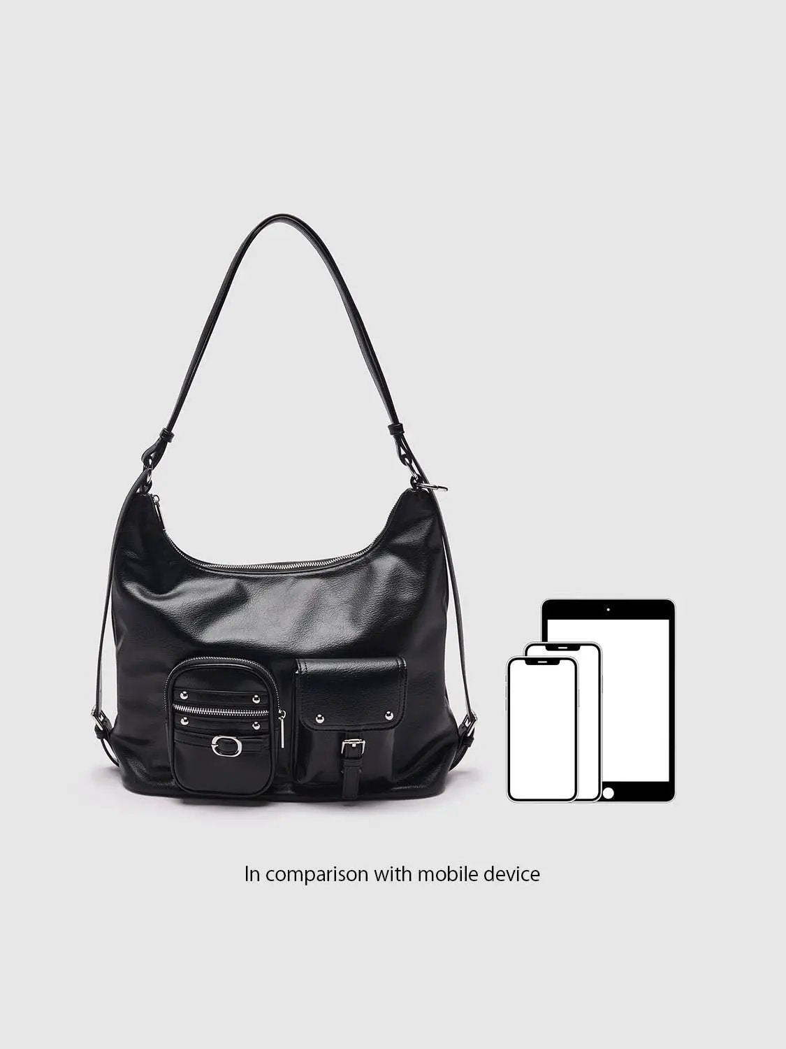 Faux Leather Multi-Pocket Shoulder Bags by Urban Revivo Fashion