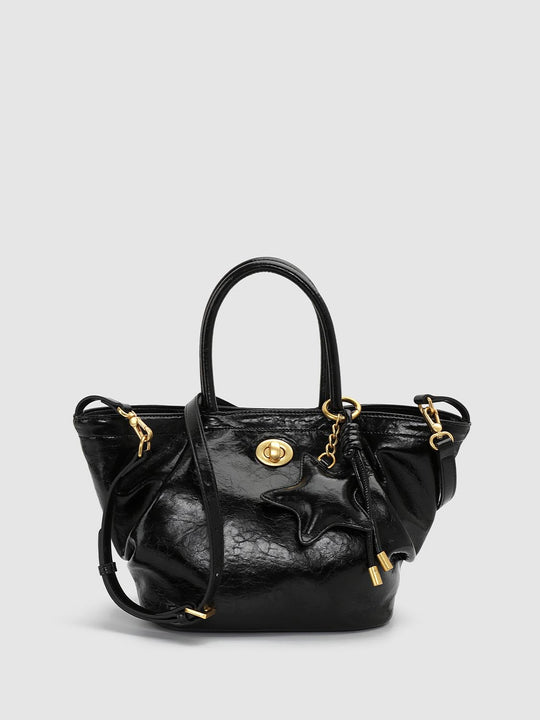 Faux Leather Handle Shoulder Bags